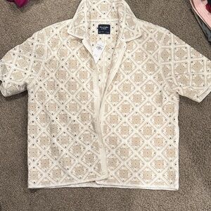 Abercrombie & Fitch Beige Patterned Button Down Shirt